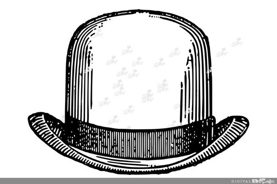 Items similar to Bowler Illustration Clip Art Vintage Bowler Hat