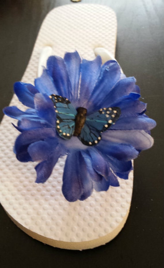 Custom Flip Flops Flower Flip Flops Butterfly by AleeAnimosity