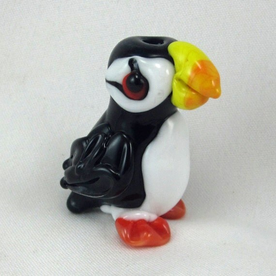 glass puffin figurine