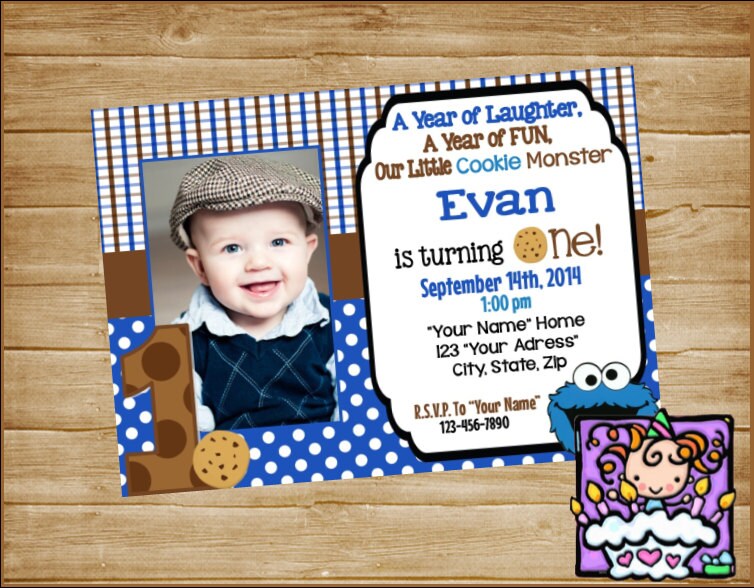 Personalized Printable Cookie Monster Birthday Invitation