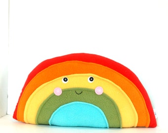 Medium Plush Rainbow Pillow - for Nursery or Kids Room Decor - Kawaii Plush Softie