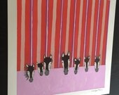 Hand Painted Shiny Metallic Horse Print - Red