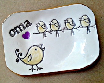 OMA Trinket Dish 4 birdies Mothers day
