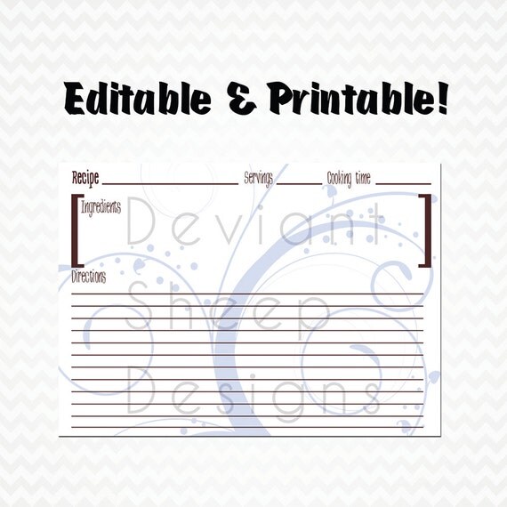 editable 4x6 recipe card template for word