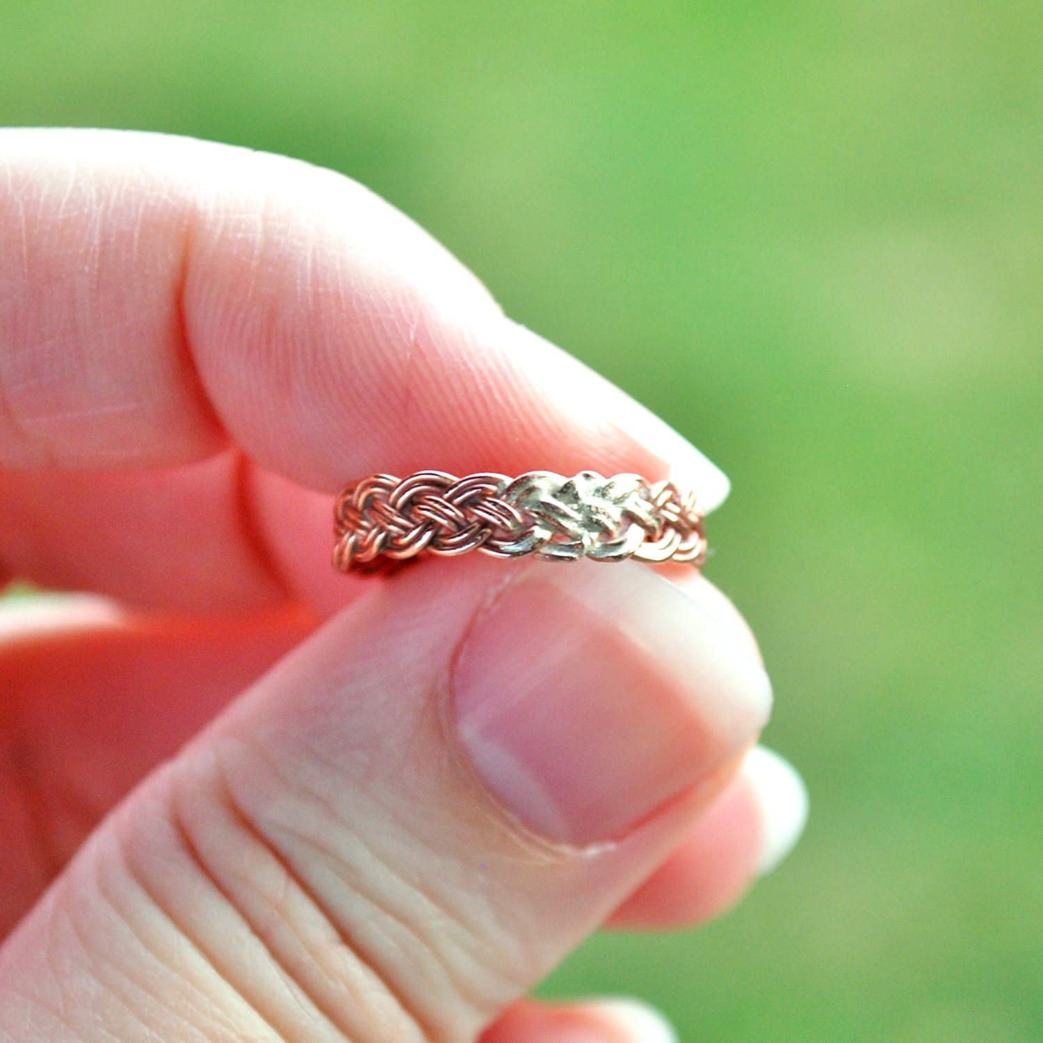 Celtic Copper Braided Ring Solid Bright Shiny Copper Braid