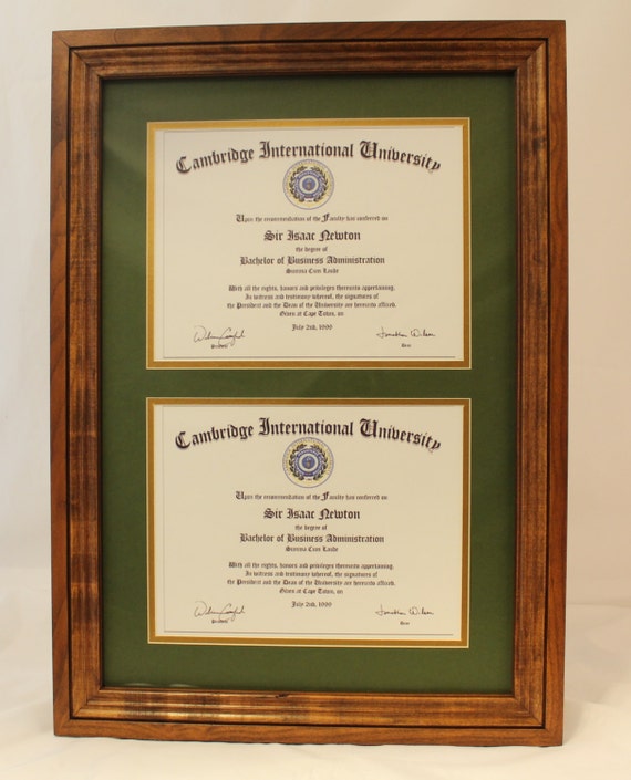 Double Diploma Frame for 8.5 x 11 Diplomas. Solid by harvestwoods