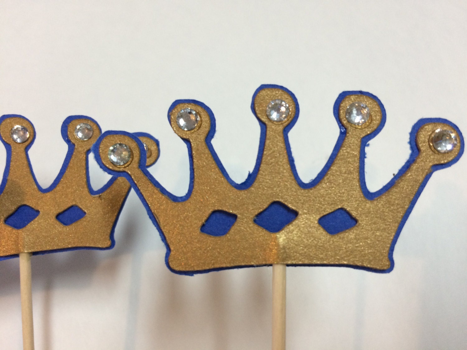 Royal blue and gold crown cupcake toppers royal by glittermama