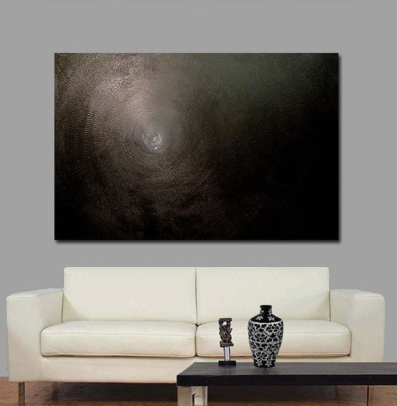 Black Abstract Painting Onyx 36x48 Art Texture Artwork Contemporary