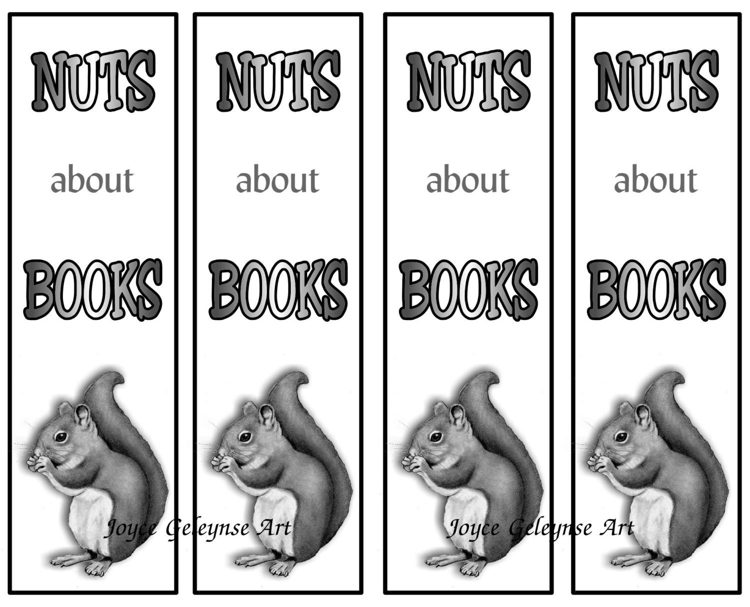 Printable KIDS Bookmarks NUTS About BOOKS Kid's Party