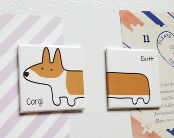 Corgi Butt Magnet Pair