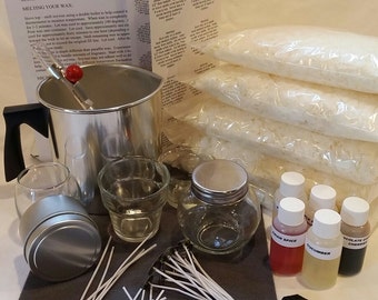 Soy Candle Making Kit - 5lb - Container Kit, wax, wicks, thermometer, fragrance