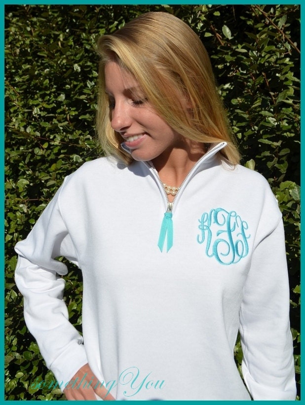 Personalized Sweatshirt with Ribbon Zipper Pull Monogrammed