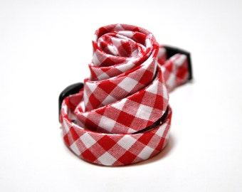 Men's Bow Tie - Red Gingham Freestyle Bowtie