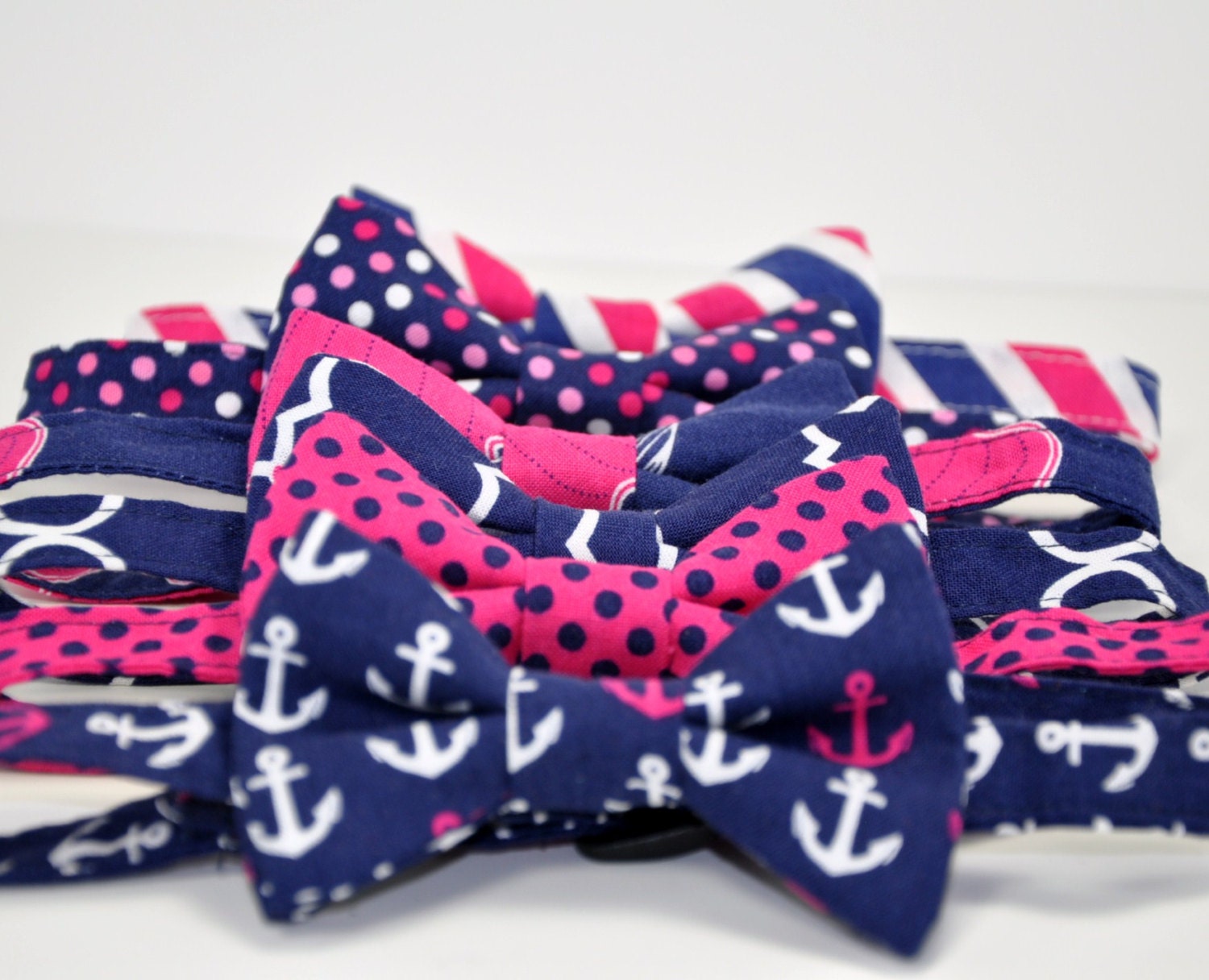 Navy Blue and Hot Pink Men's Bow Tie Summer Wedding