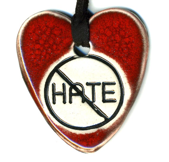 Choose Love Not Hate Ceramic Necklace in Deep Red