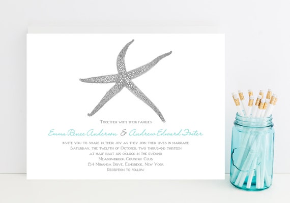 Starfish wedding invitation