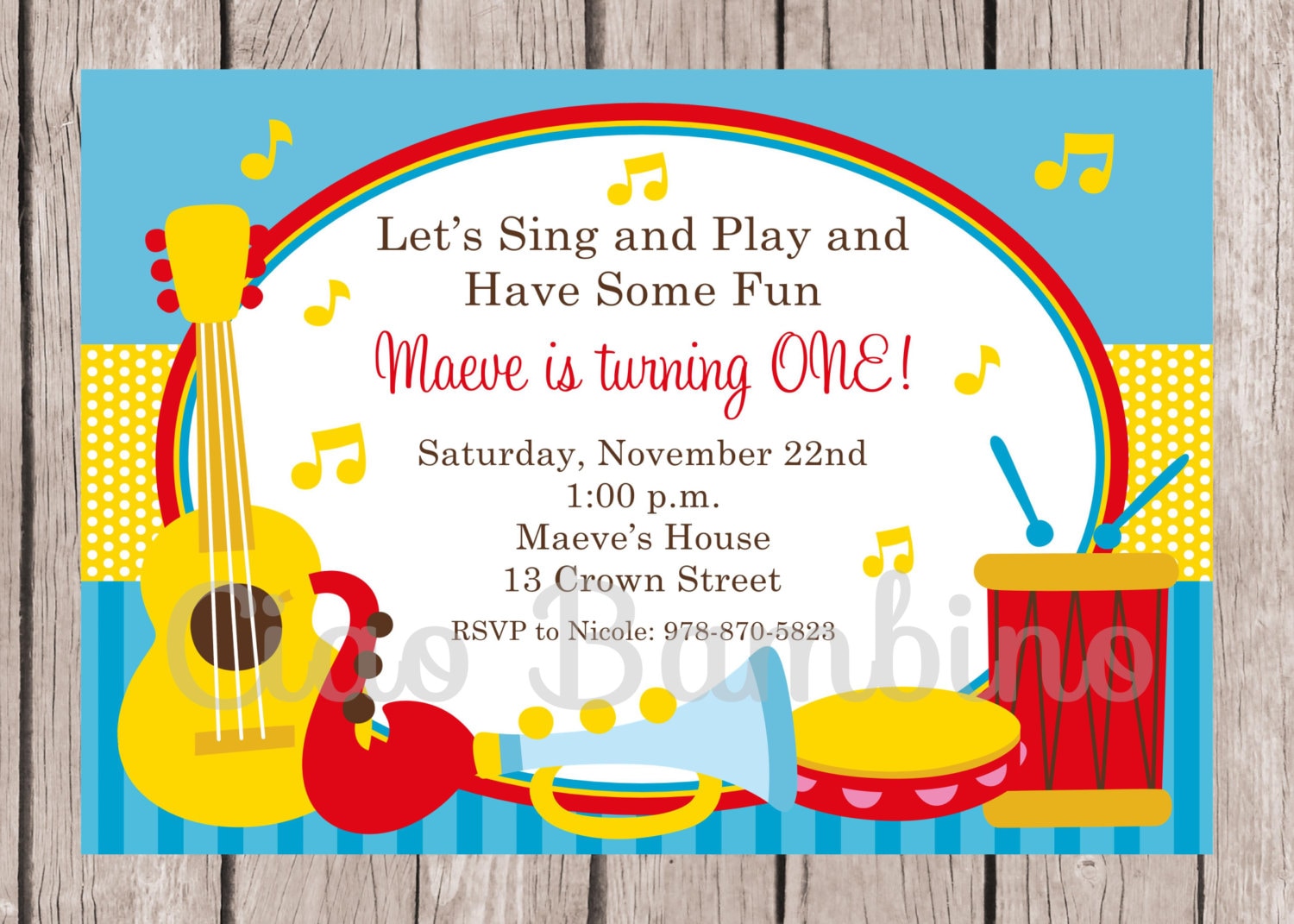 PRINTABLE Music Birthday Party Invitation / Music Party