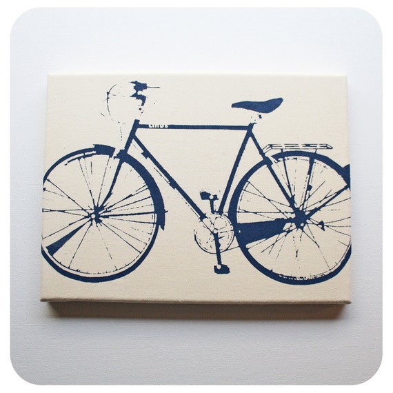 Items similar to Bike Canvas Print (9x12'') Bicycle Screenprint Wall