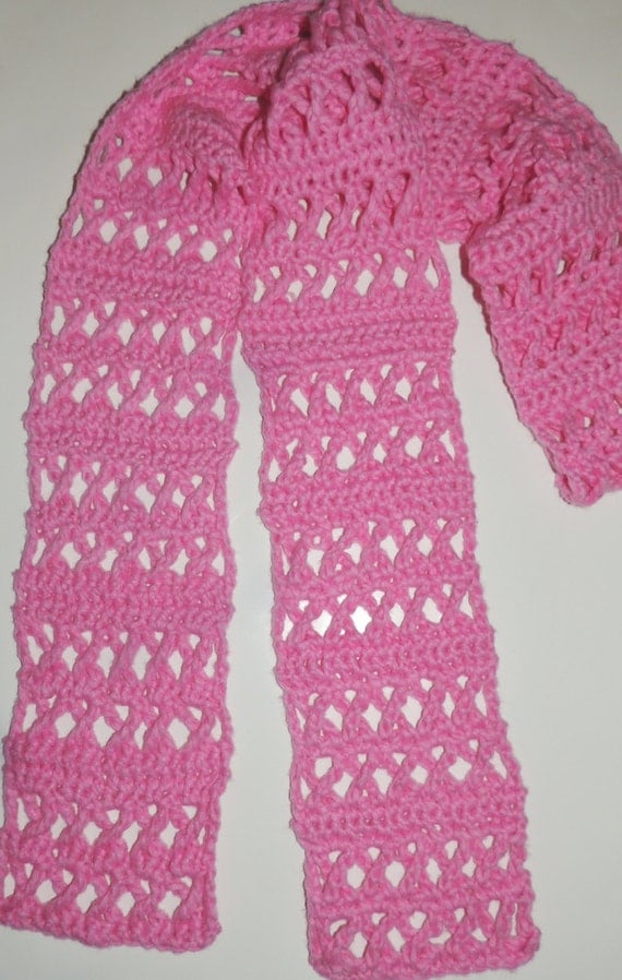 2 Crochet Pattern for Pink Cancer Ribbon Scarf Pattern pdf
