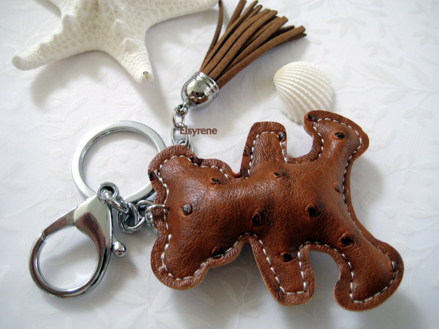 leather teddy bear keychain