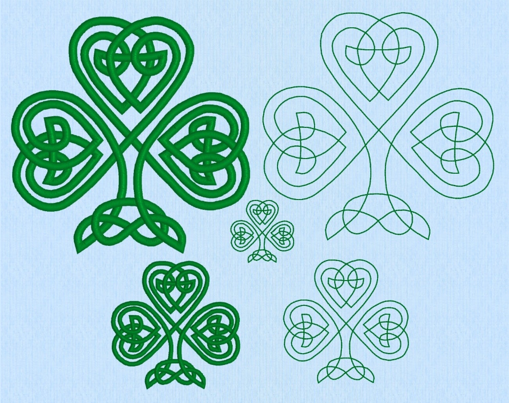 Celtic Knot Shamrock machine embroidery design file in three