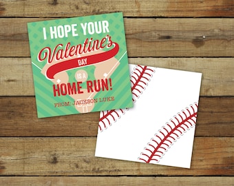 Printable baseball Valentine's Day Card - home run sports valentine - custom classroom valentine - instant download - editable pdf
