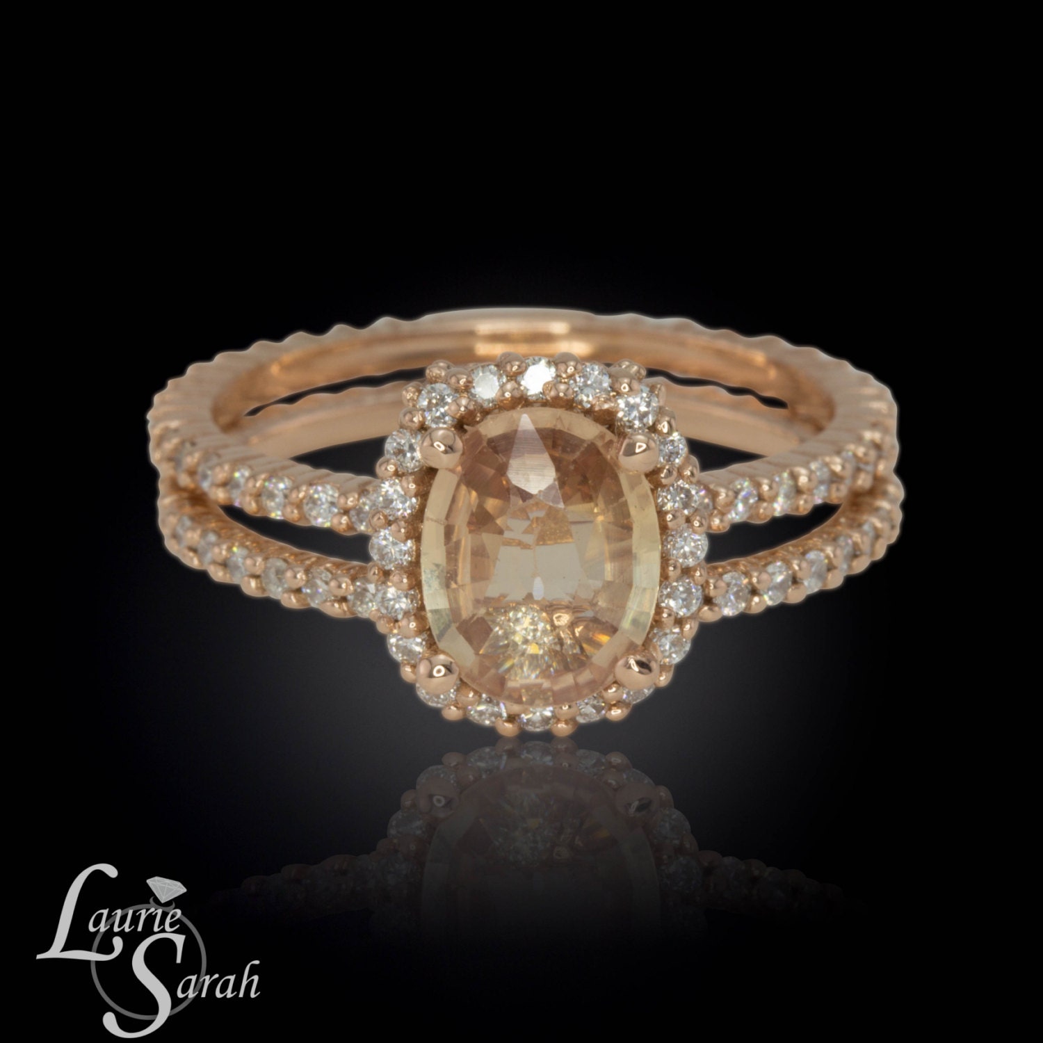 Peach Sapphire Ring Rose Gold Peach Sapphire Engagement Ring