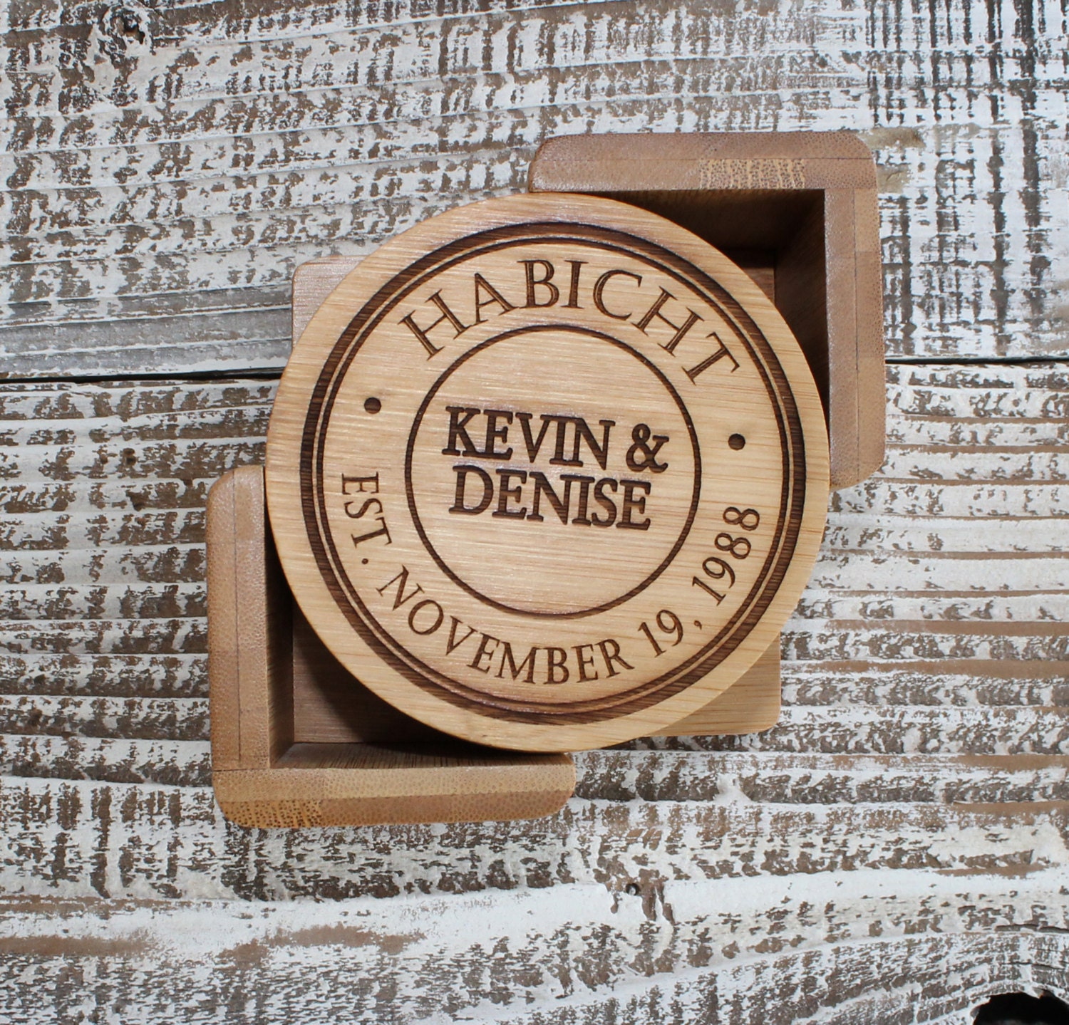 Personalized Coaster Set Custom Wood Coaster Set by