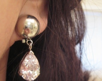 Bride-Bridesmaids-Crystal-Rhinestone-Pearl Clip on Earrings Bridal Jewelry Bridal Accessories