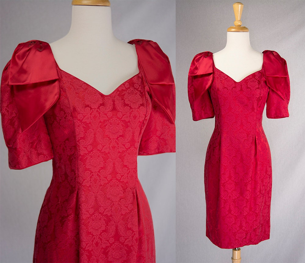 vintage 1980 s brocade puff sleeve prom dress l vintage 1980 s brocade puff sleeve prom dress l