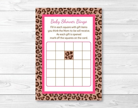 Pink Cheetah Print Printable Baby Shower Bingo Cards Ebay