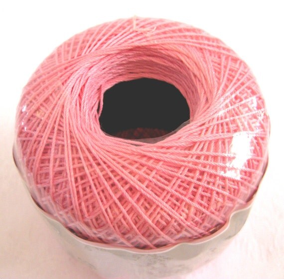 Knit Cro Sheen cotton thread MID ROSE pink size 10 by crochetgal