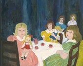 Afternoon tea party. Limited edition print of an original oil painting by Vivienne Strauss.