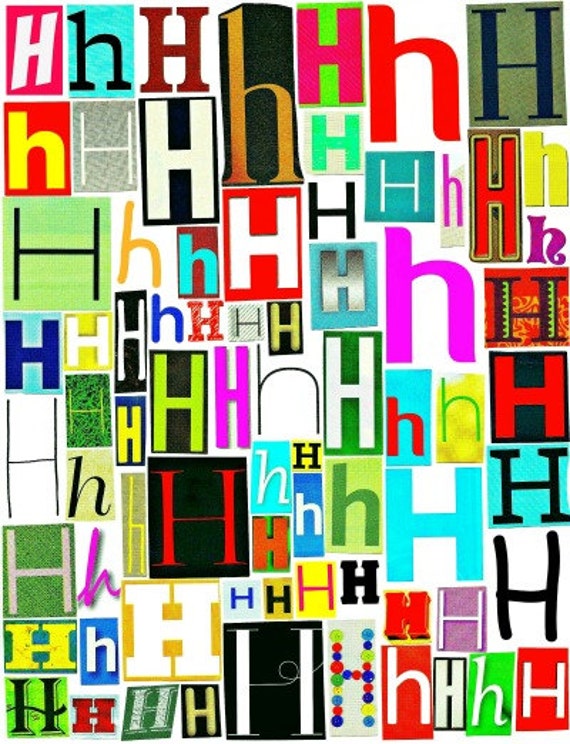 multicolor single letter h h printable digital single letter