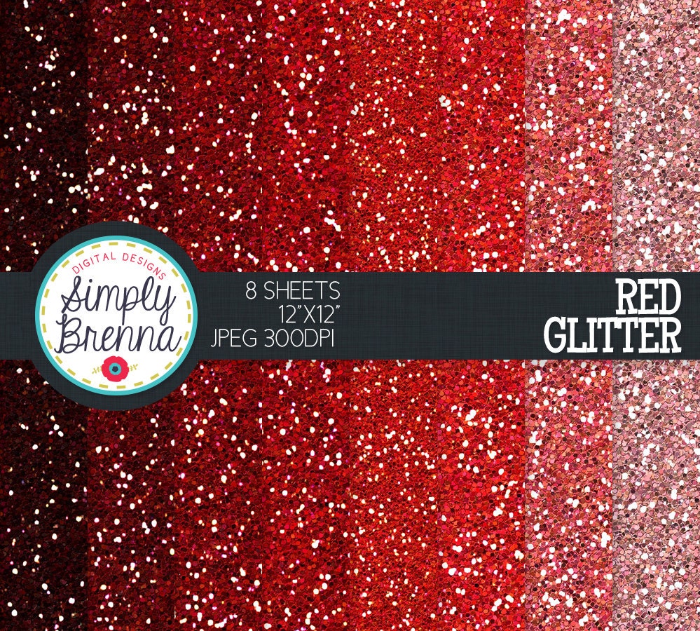 Red Glitter Paper Pack Colorful Glitter Digital Paper Personal