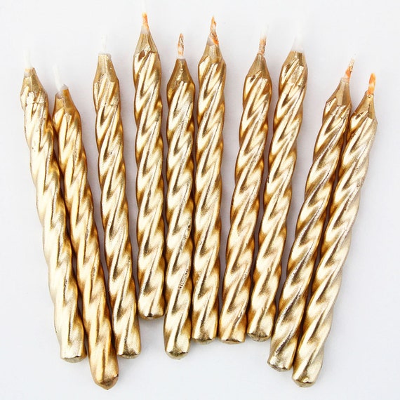 Gold Twist Birthday Candles 10 metallic gold by LayerCakeShop