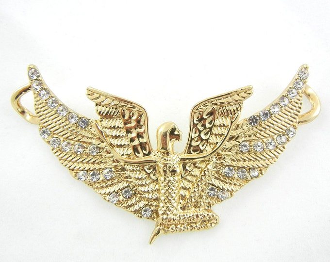 Double Link Charm of Ancient Egyptian Goddess Ma'at Gold-tone Rhinestones