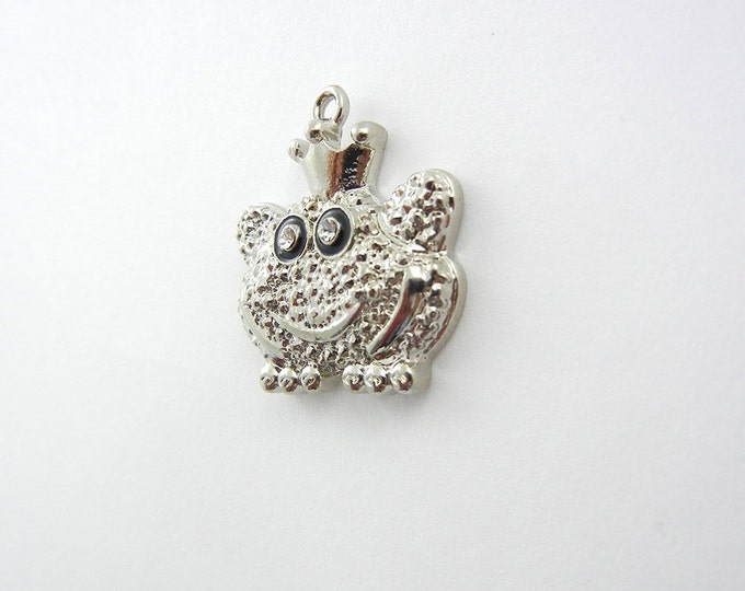 Textured Silver-tone Frog Prince Charm