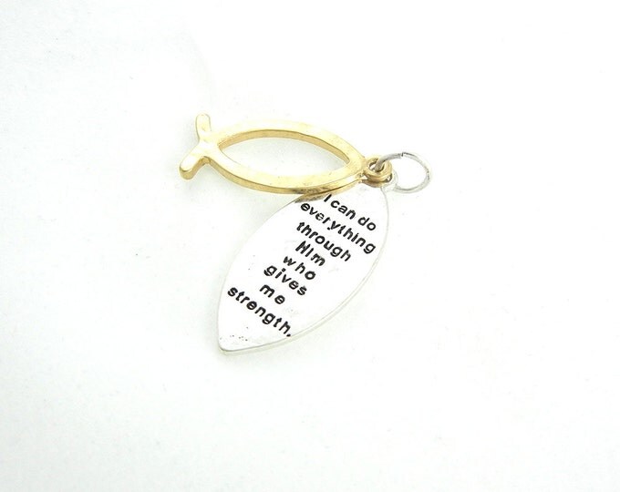 Two Tone Religious Inscription Fish Symbol Pendant