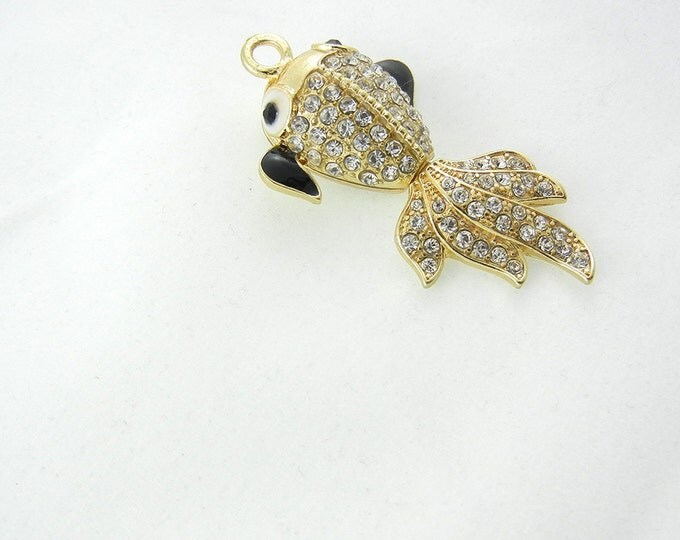 Dimensional Rhinestone Goldfish Pendant