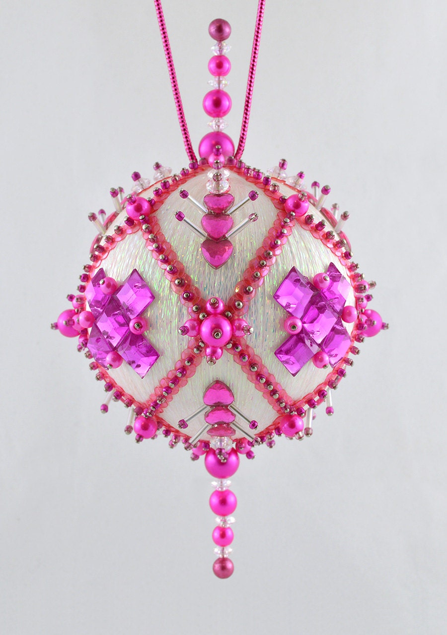 Satin beaded Christmas ornament kit Bejeweled Snowball