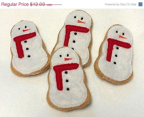 SALE Felt food Christmas Snowman Cookies Set Of 4 Great stocking stuffers. Felt food Play food Pretend food Perfect for play kitchens Il_570xn
