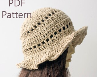 Sun Hat Crochet Pattern, Autumn Hat, Instant Download, Beach Hat PDF Pattern, Crochet Hat Pattern, Summer Brimmed Hat Pattern
