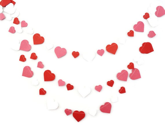Paper Heart Garland - Valentines Garland - Valentines Day Decoration ...