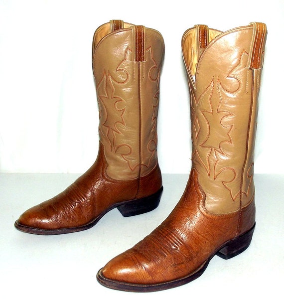 Two tone Tan Hondo Cowboy Boots mens size by honeyblossomstudio