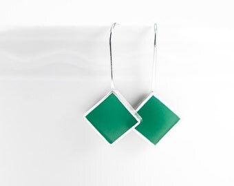 Panic Earrings green resin and sterling silver earring- winter holiday christmas gift