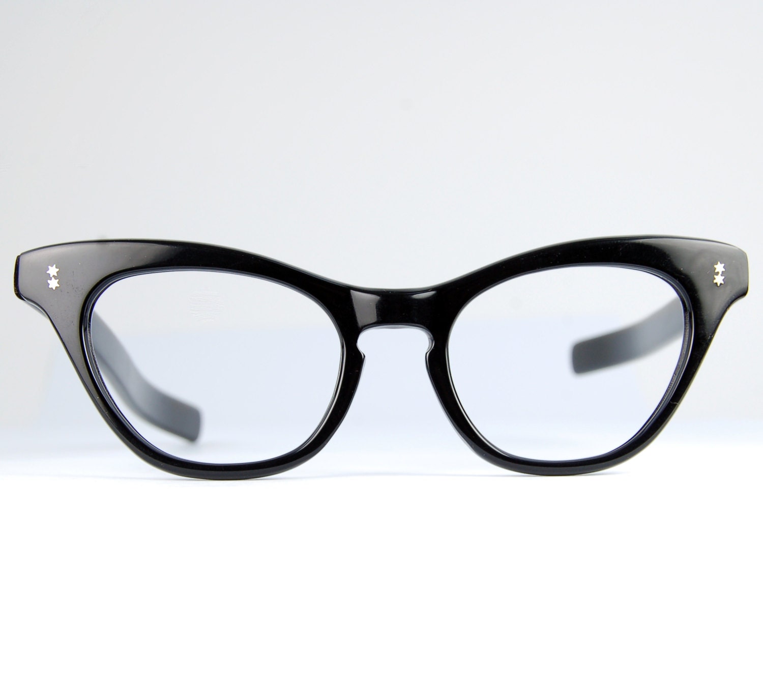 Large Black Winged Cat Eye Glasses Frames Atomic by thenovelty