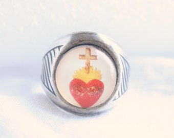 Vintage Hearts Cross Ring Winky & Dutch Adjustable Transfer Ring