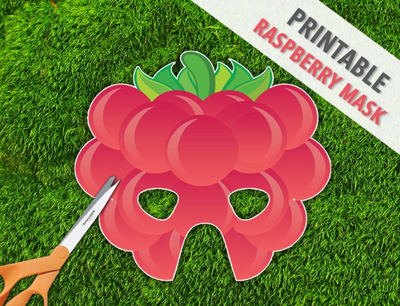 Raspberry Printable Party Mask Fruit Mask by theRasilisk on Etsy