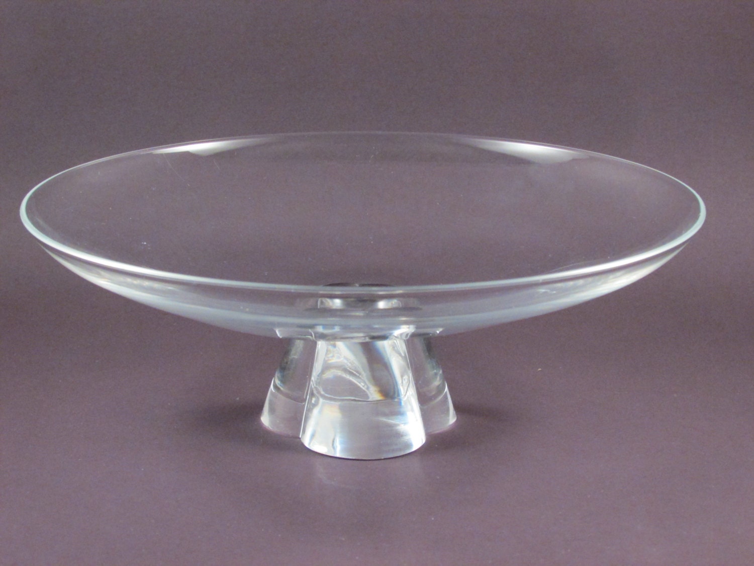 Vintage Steuben Crystal Glass Low Bowl with Pedestal Base